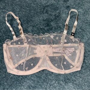 ••• SOLD ••• NWT Victoria’s Secret Sheer Star Mesh Bralette Blush Pink 32DDD